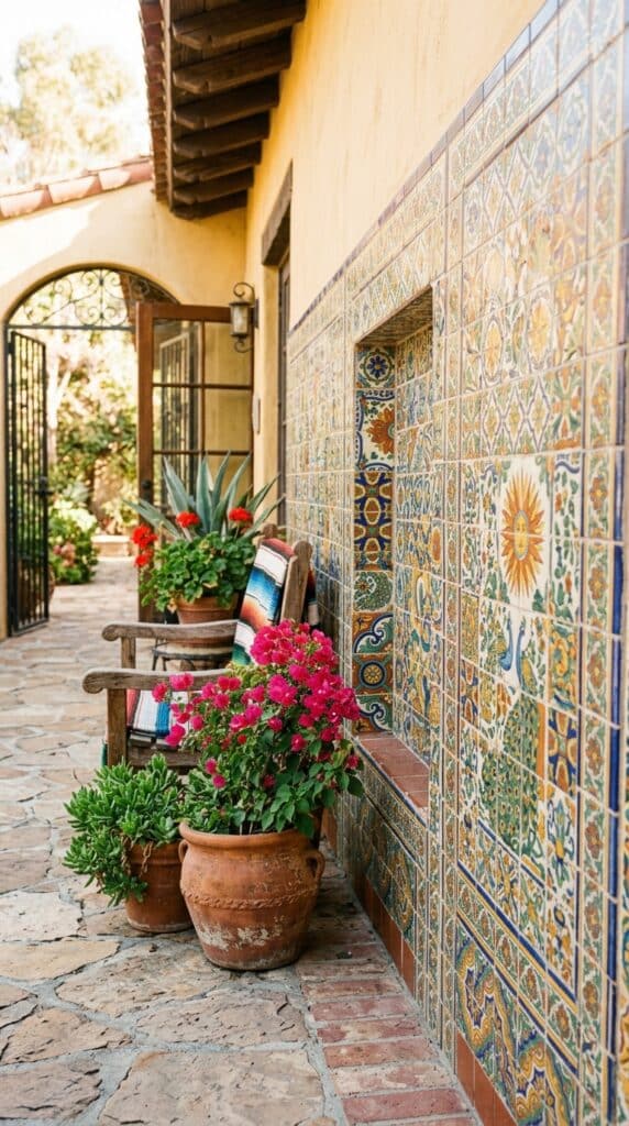 Mexican patio Talavera tile accents