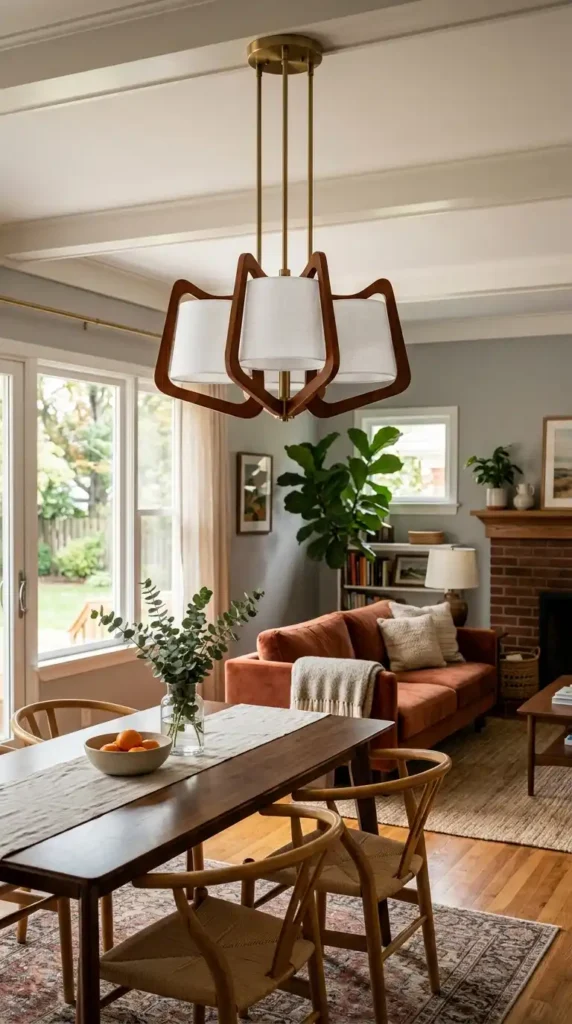 Mid century pendant light wood