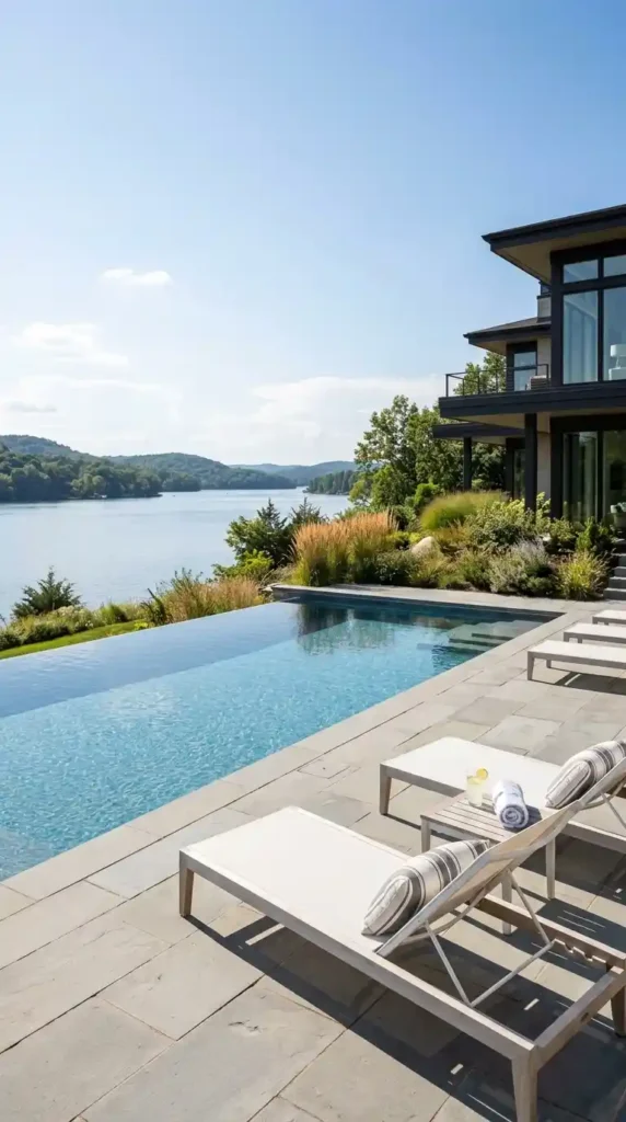 Modern infinity pool backyard