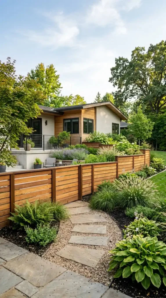 Modern wood retaining wall