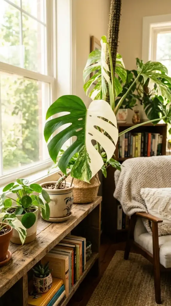 Monstera Albo variegated leaves
