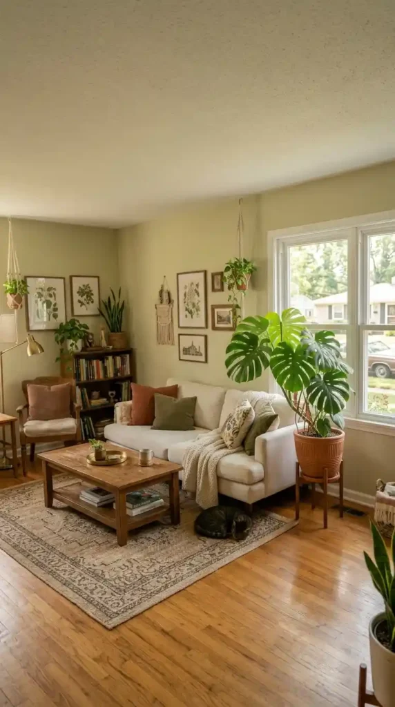Monstera plant in living room