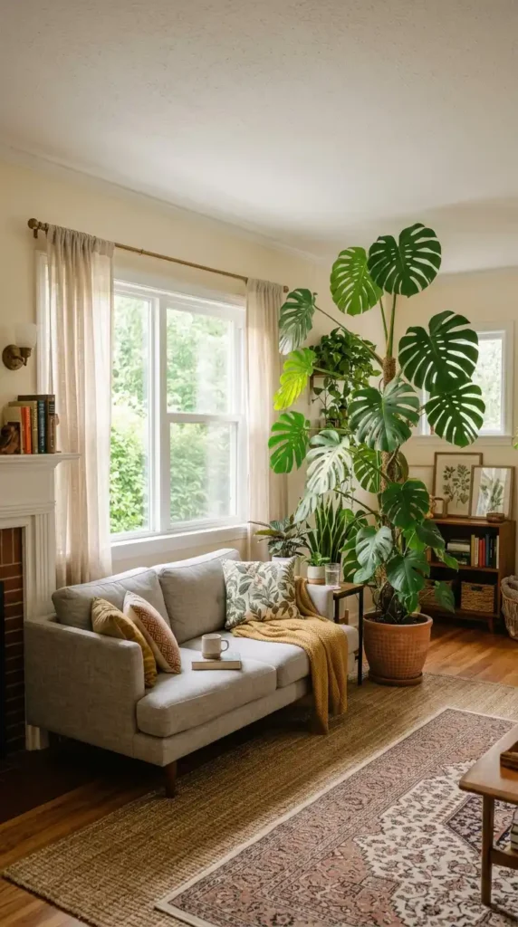 Monstera plant in living room