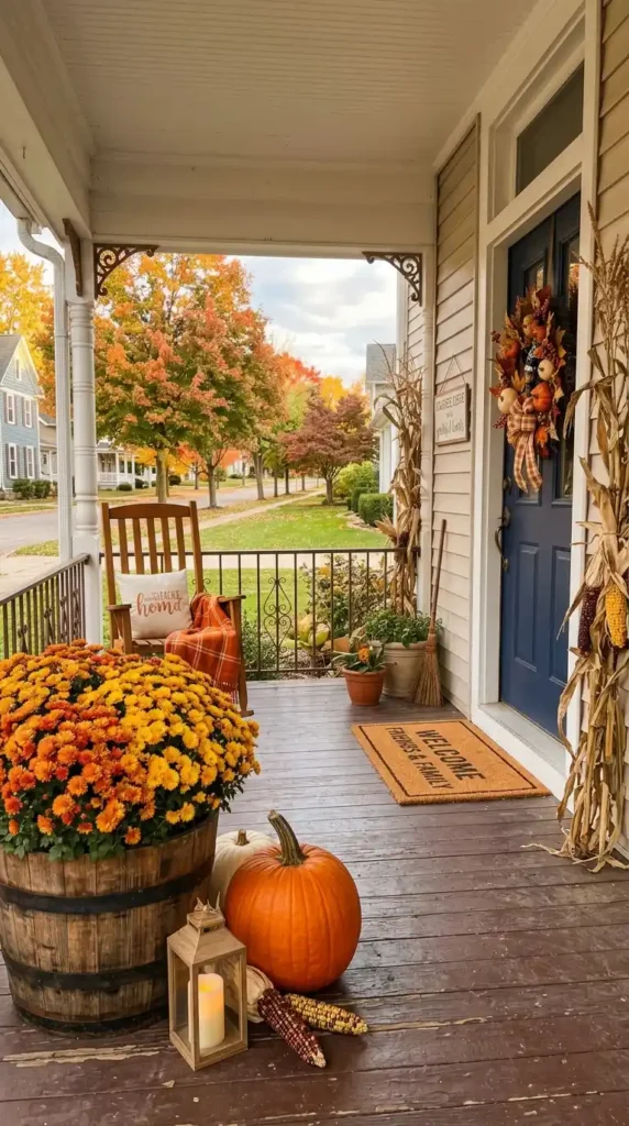 Mums planter on porch