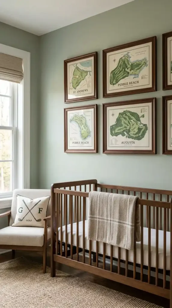 Nursery gallery wall golf maps