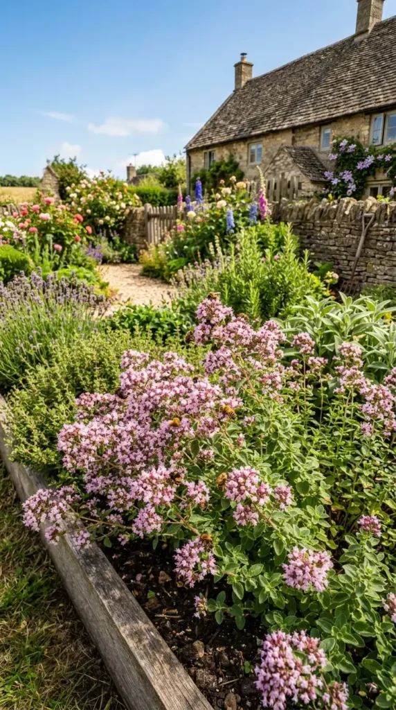 Oregano flowers attracting bees
