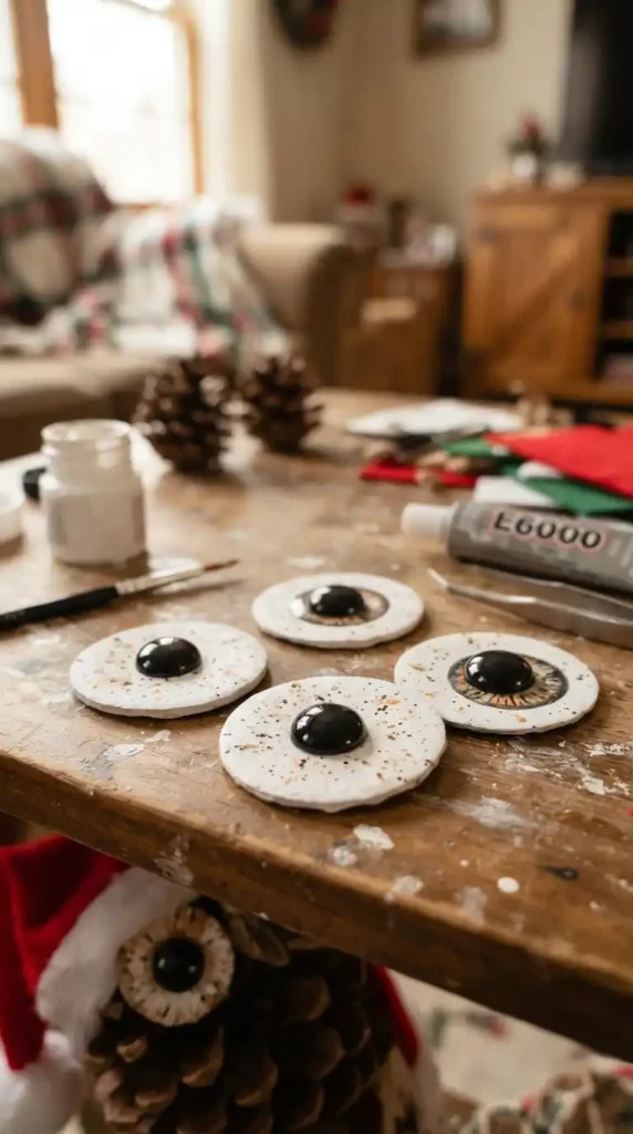 Painted paper-pulp eye discs craft