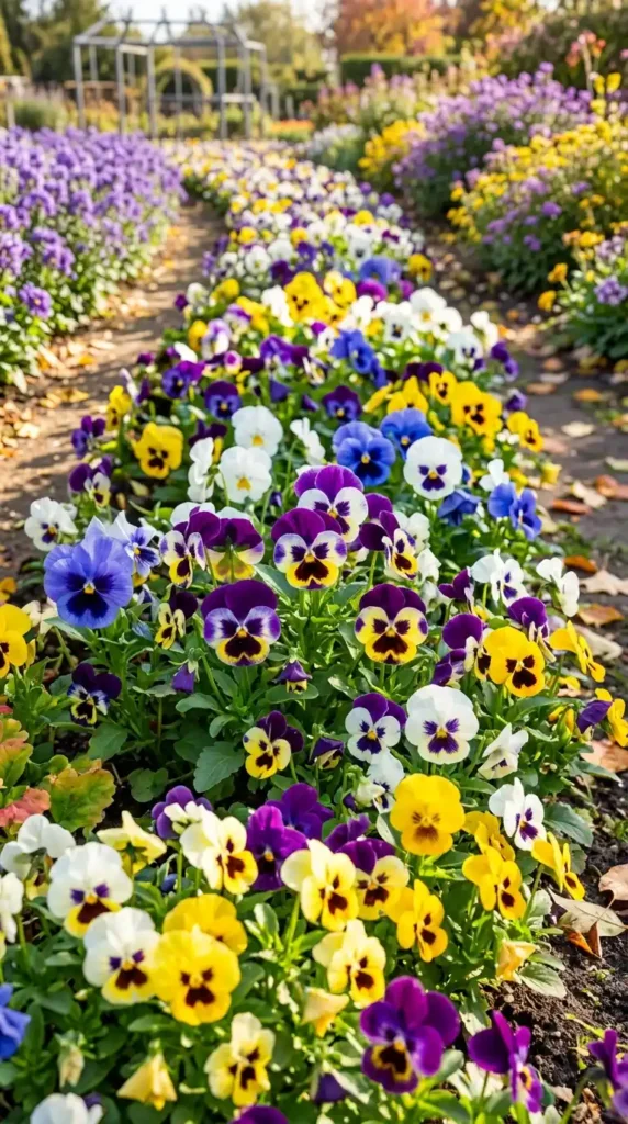 Pansies in cool weather garden