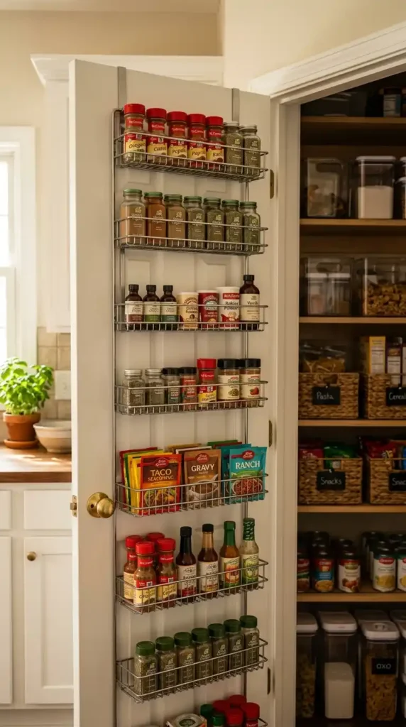 Pantry door organizer holding