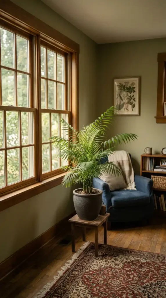 Parlor palm in room corner