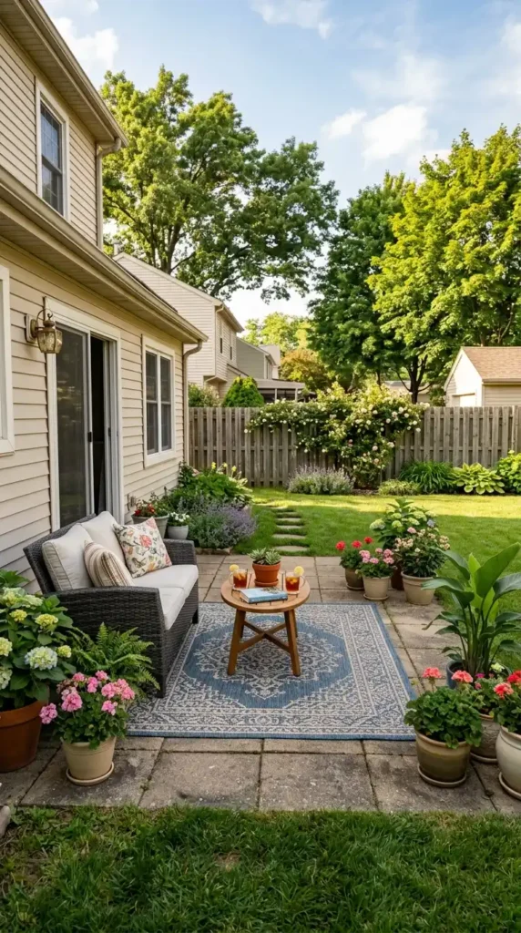 Patio with loveseat and coffee
