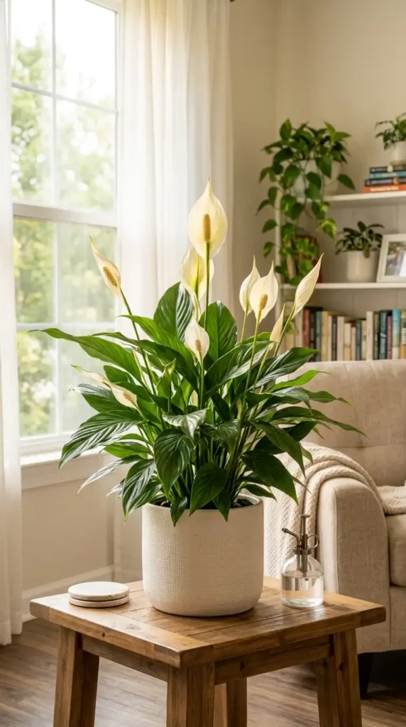 Peace lily in modern pot