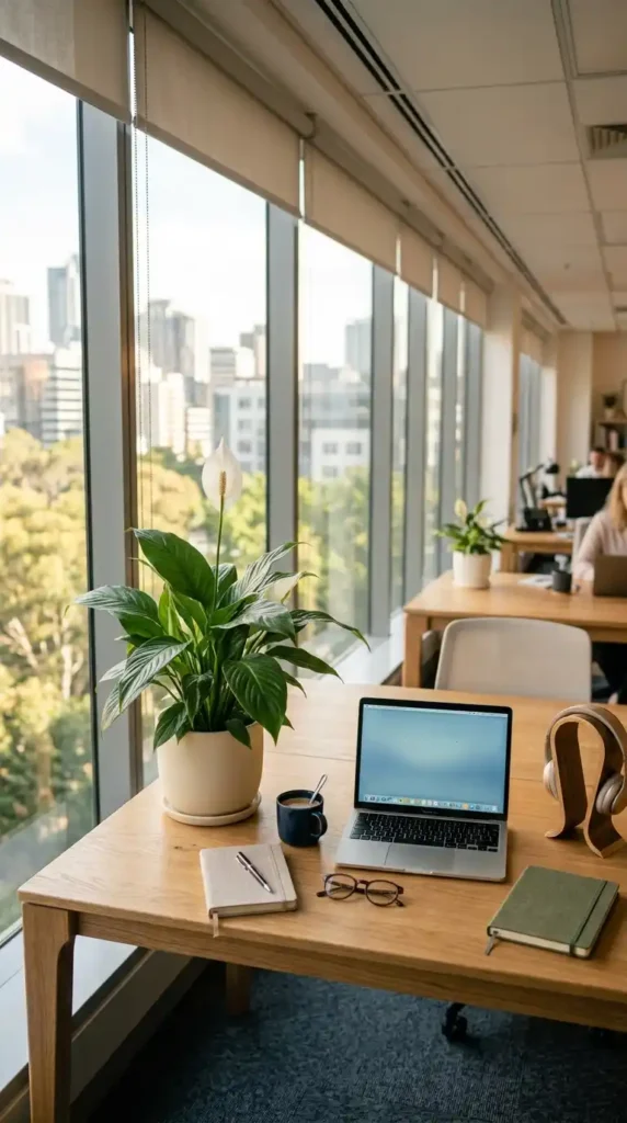 Peace lily on desk