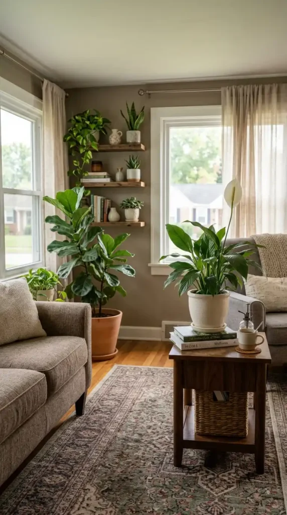 Peace lily on side table
