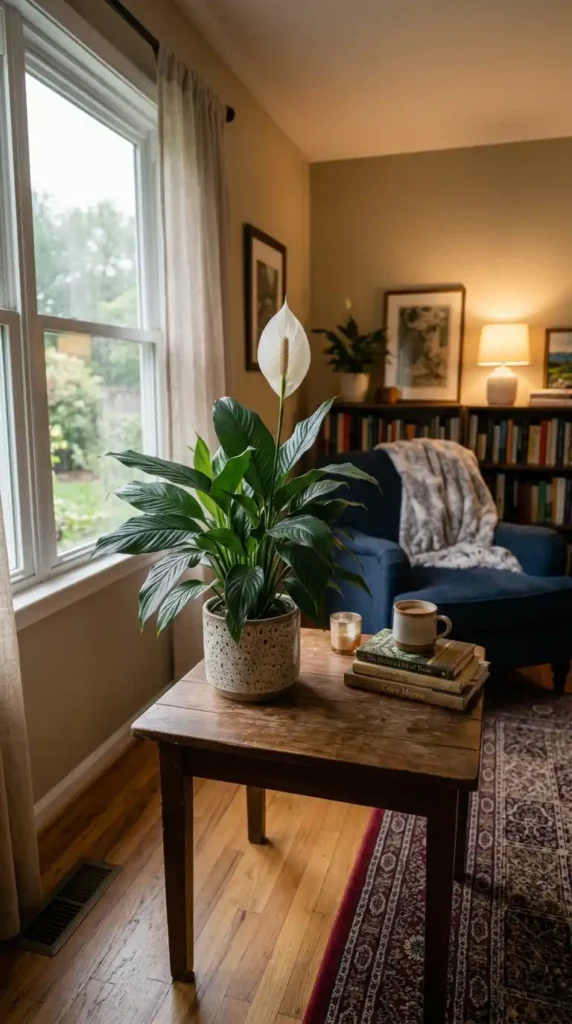Peace lily on table