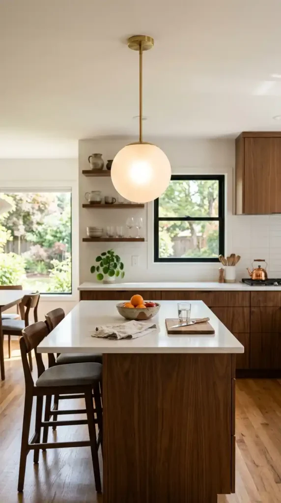 Pendant light in kitchen