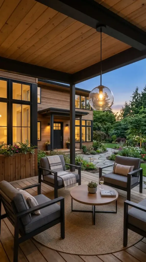 Pendant light on porch