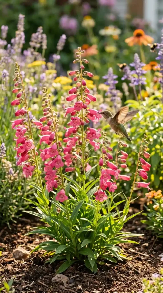 Penstemon flowers with hummingbird