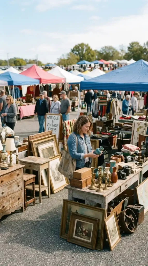 Person browsing vintage treasures