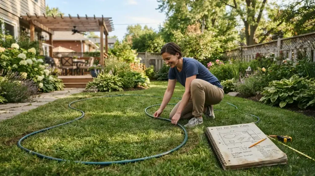 Person planning DIY koi pond