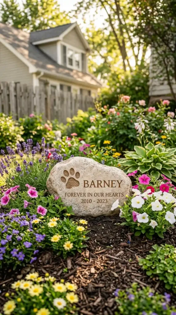 Pet memorial stone paw print