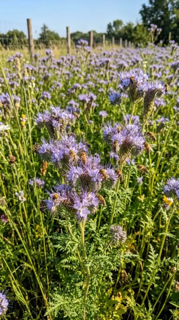 Phacelia meadow with bees