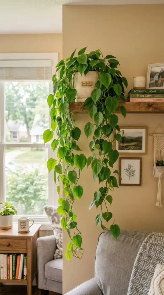 Philodendron plant on shelf