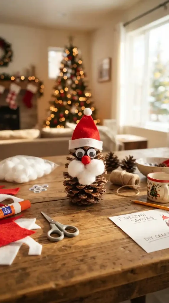 Pinecone Santa ornament craft