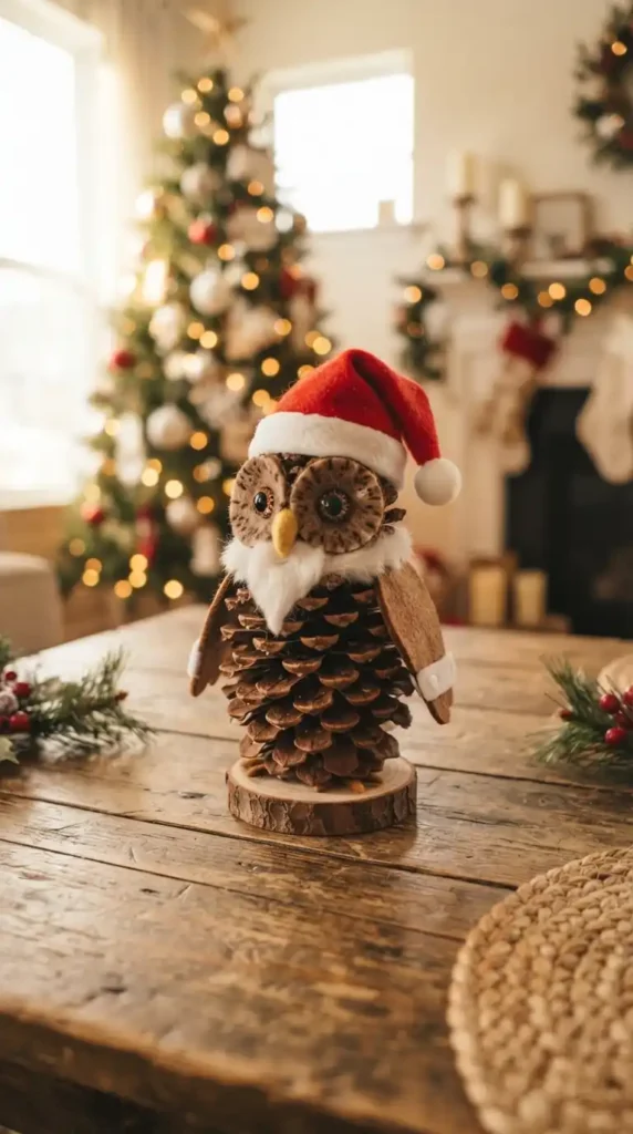 Pinecone owl Santa craft