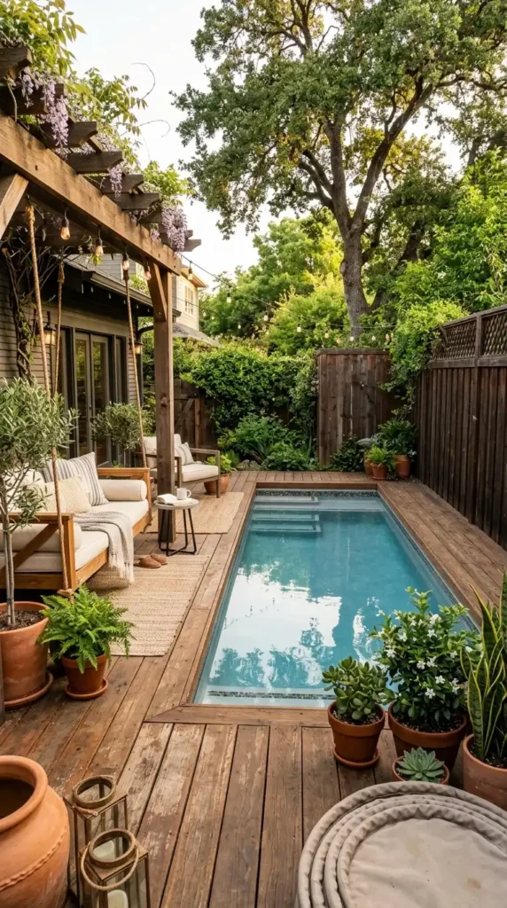 Plunge pool on wood deck