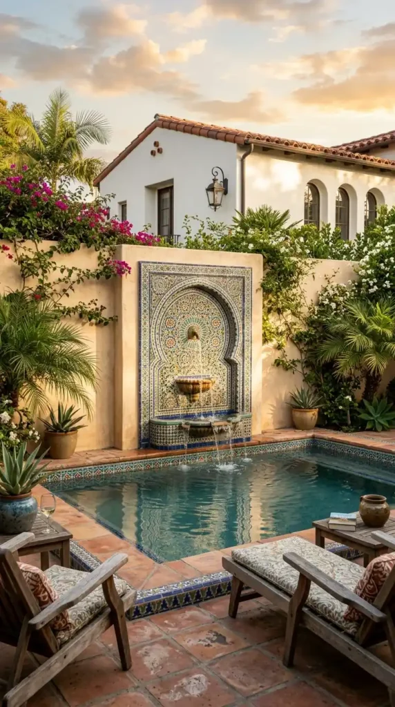 Pool with Moroccan fountain