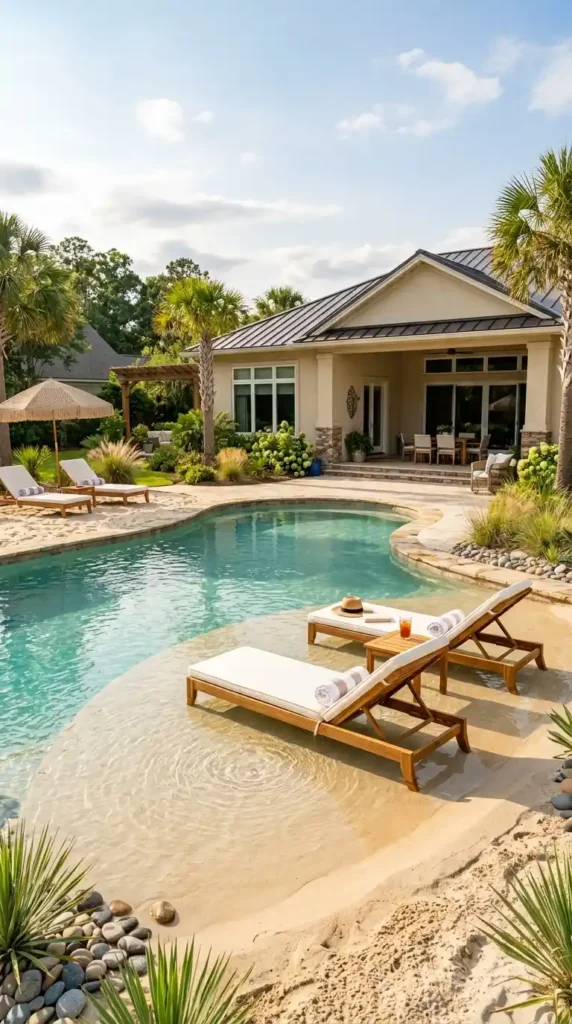 Pool with sand toned finish