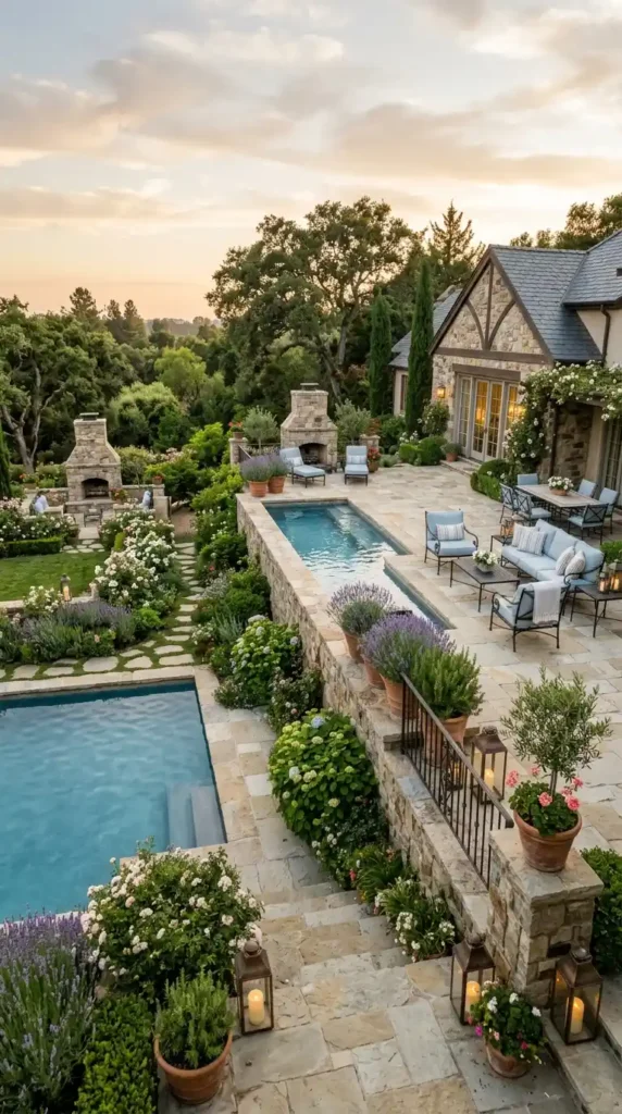 Pool with stone terrace