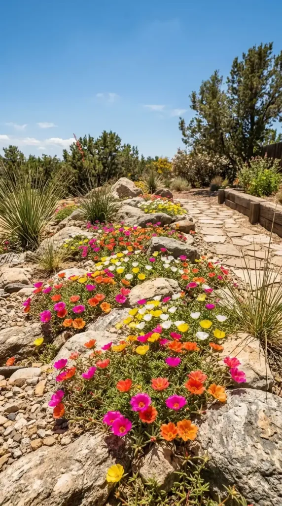 Portulaca flowers in sunny rock