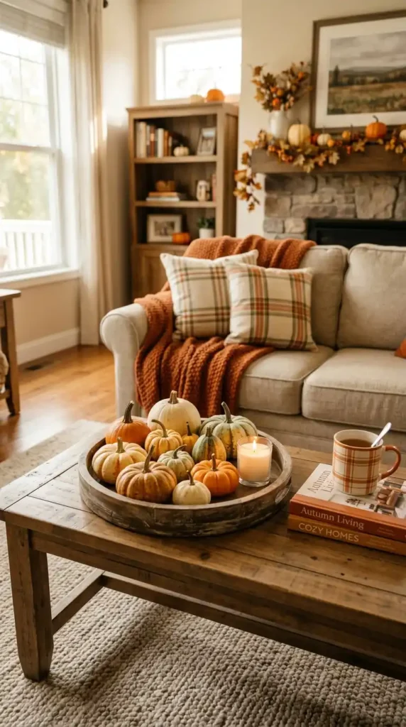 Pumpkins on coffee table