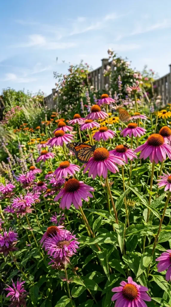 Purple coneflowers attracting