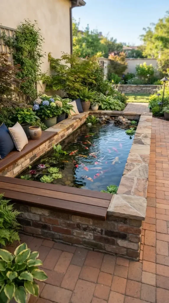 Raised koi pond on patio