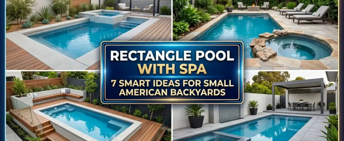 Rectangle Pool with Spa — 7 Smart Ideas for Small American Backyards