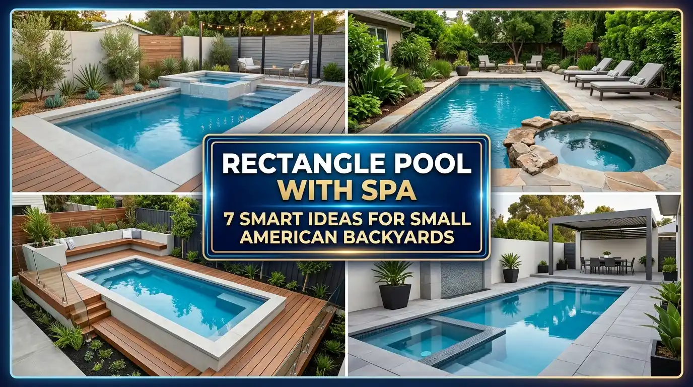 Rectangle Pool with Spa — 7 Smart Ideas for Small American Backyards