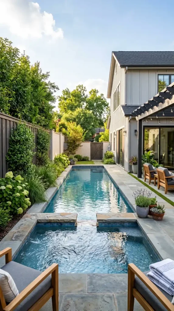Rectangle pool with spa