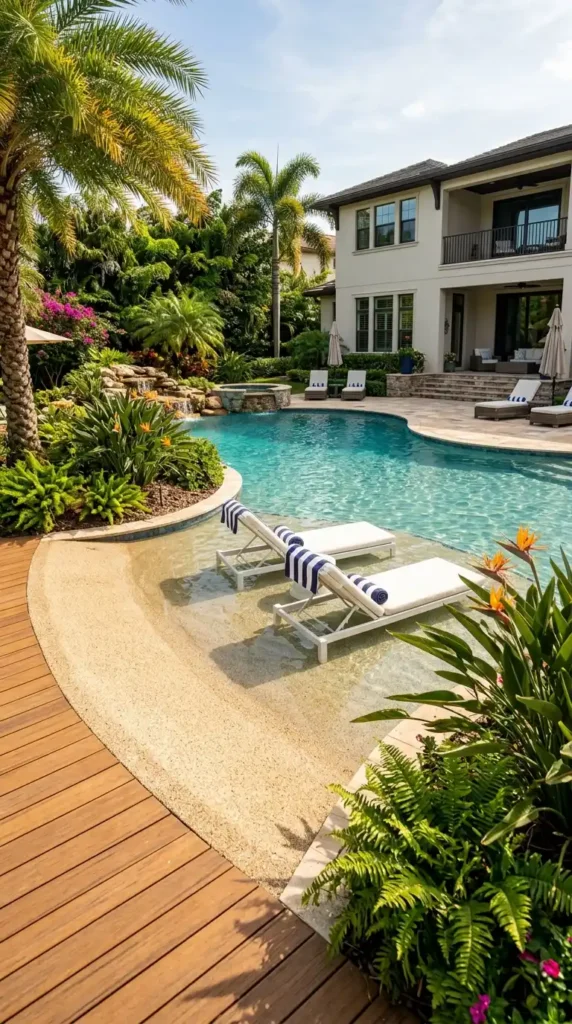 Resort style pool with zero