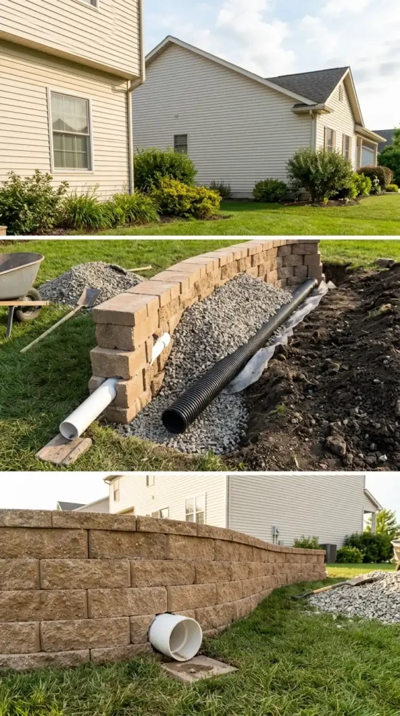 Retaining wall cost drainage