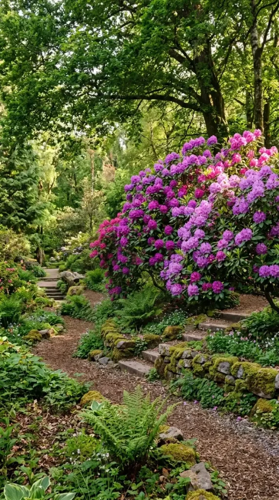 Rhododendron shrub with purple