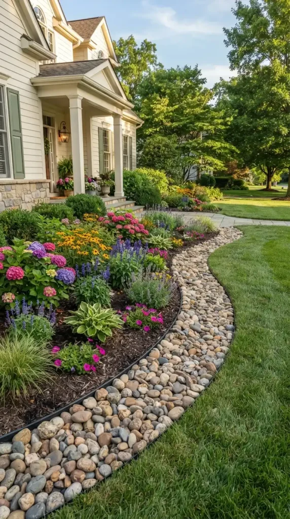 River rock garden border