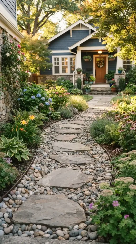 River rock path stepping stones