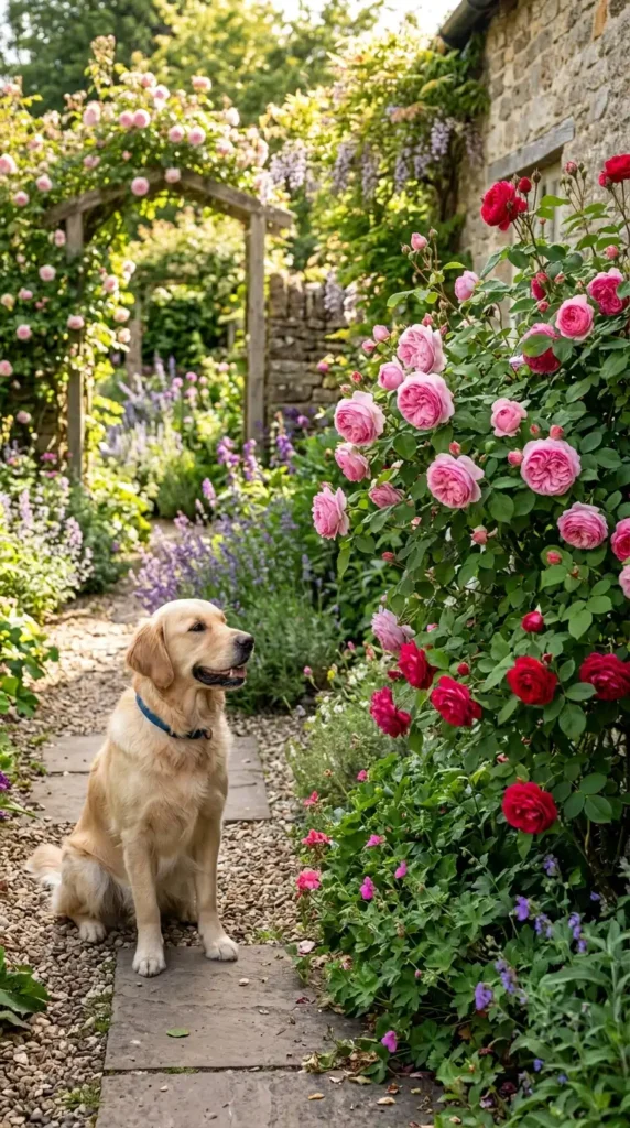 Rose bush and garden