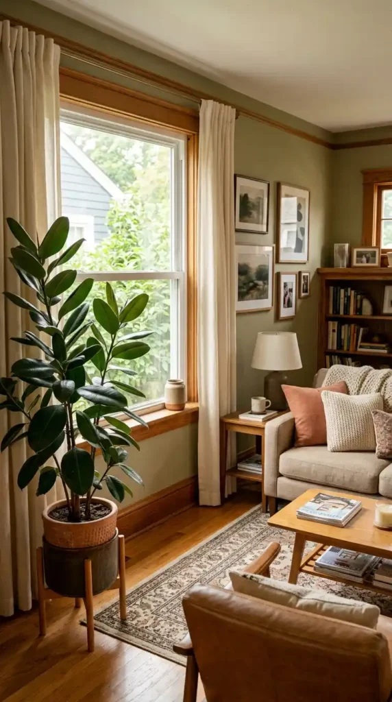 Rubber plant in living room