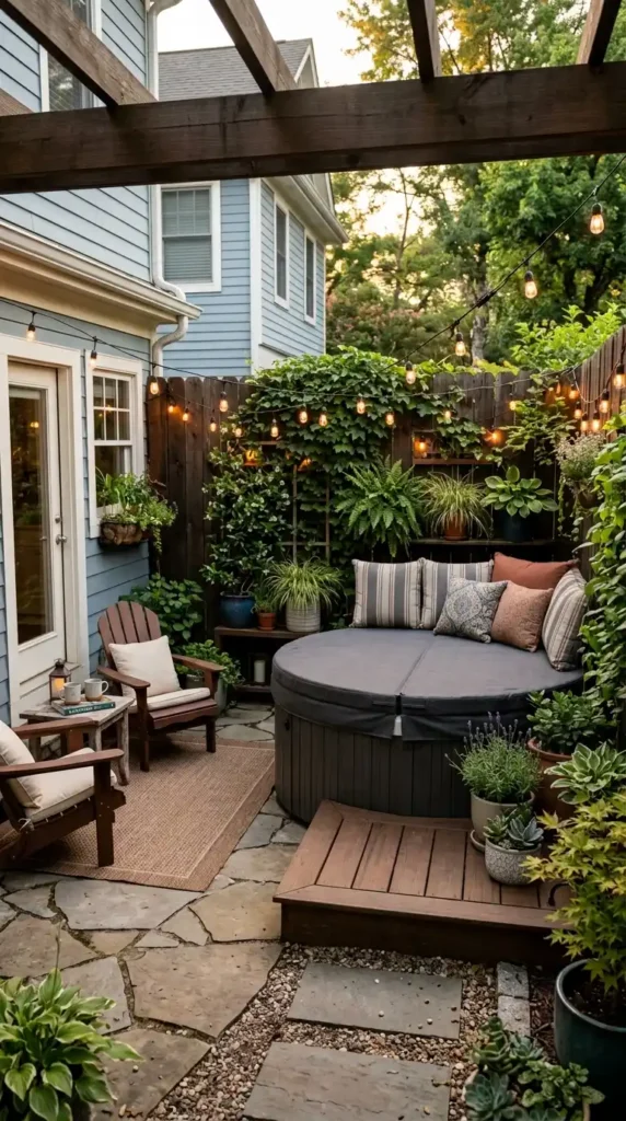 Small patio hot tub designs