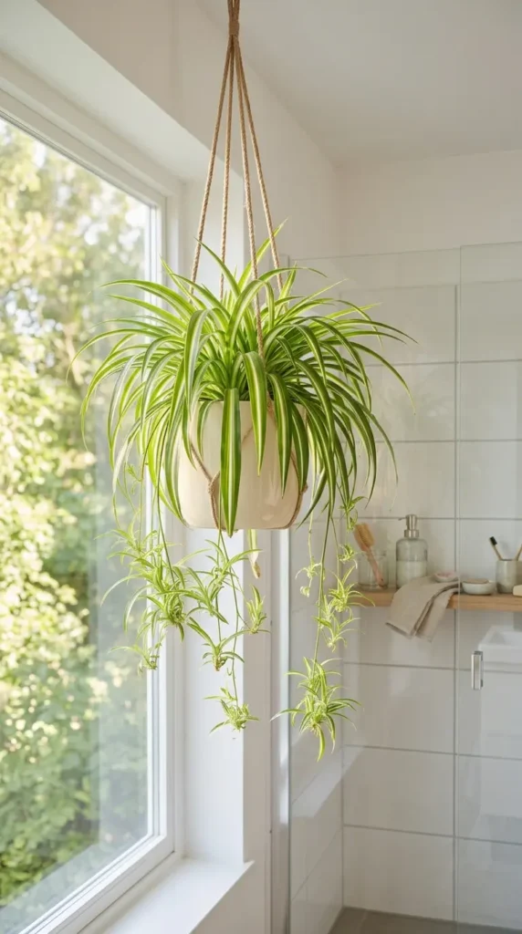 Spider plant in hanging basket