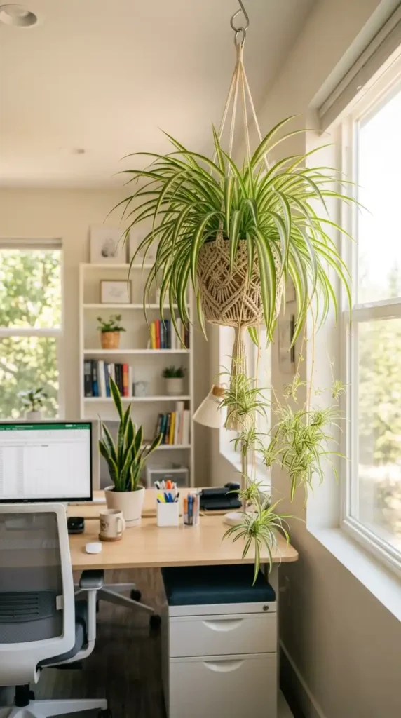Spider plant in hanging basket